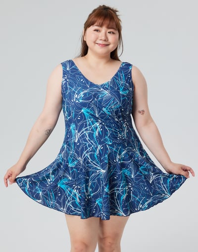 Haolang 抽象水花寬鬆型泳衣/大尺碼1