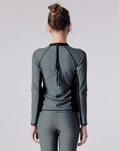 Haolang 炭灰綠女款長袖泳衣/加大尺碼2