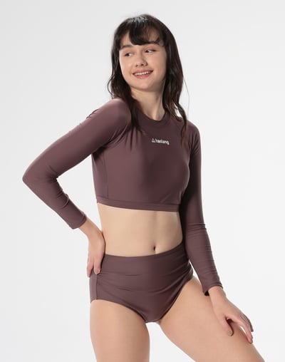 Haolang 可可棕短版長袖泳衣6