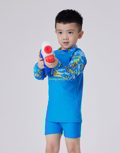 Haolang 挖土機男童長袖泳衣(TOP)3
