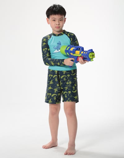 Haolang 衝浪恐龍男童長袖泳衣(上衣)3