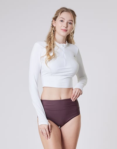 Haolang 氣質白短版長袖泳衣(TOP)2