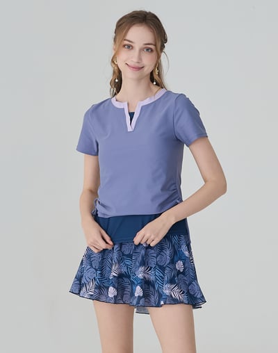 Haolang 霧灰紫兩件式裙裝泳衣1