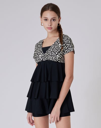 Haolang 抽象璀璨蛋糕裙兩件式泳衣/大尺碼5