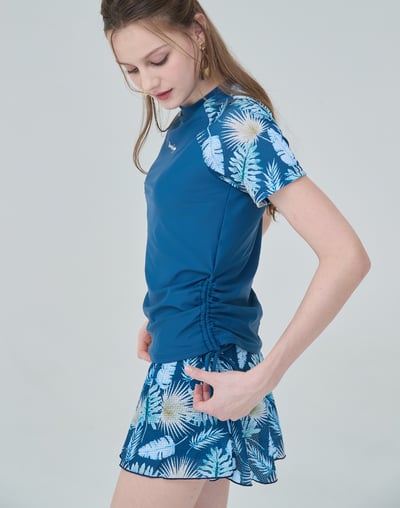 Haolang 深海藍葉影兩件式短袖泳衣3