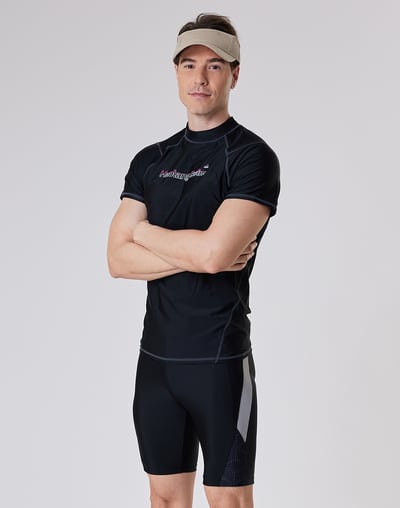 Haolang 經典黑抗UV短袖泳衣(上衣)4