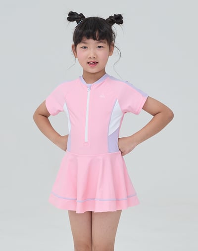 Haolang 櫻粉女童連身裙泳裝266011