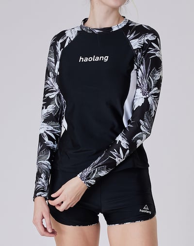 Haolang 水墨棕葉長袖泳衣(整套)4