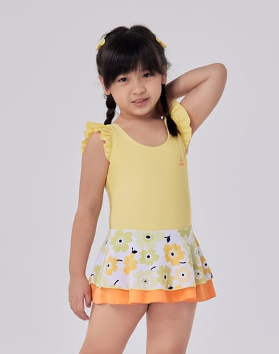 Haolang  蜜糖花朵女童連身泳衣3