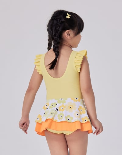 Haolang  蜜糖花朵女童連身泳衣2