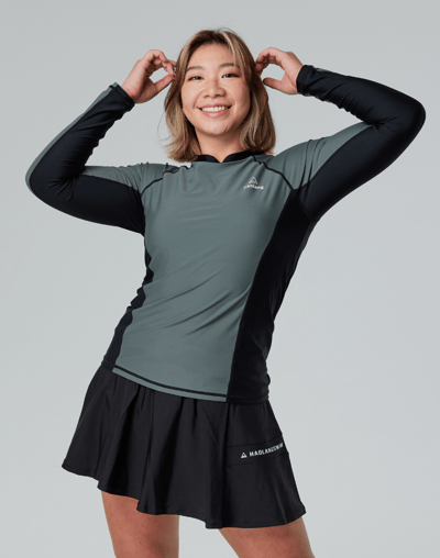 Haolang 炭灰綠女款長袖泳衣/加大尺碼5