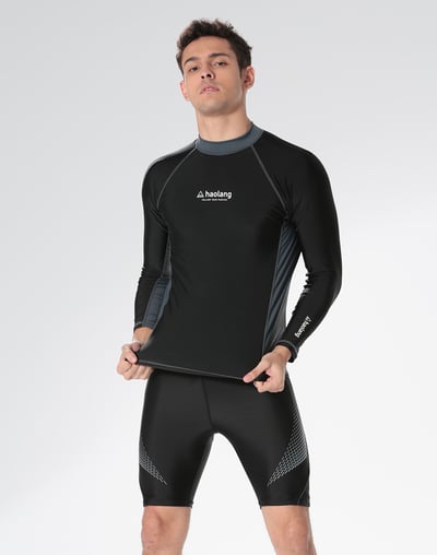 Haolang 經典黑男款長袖泳衣3