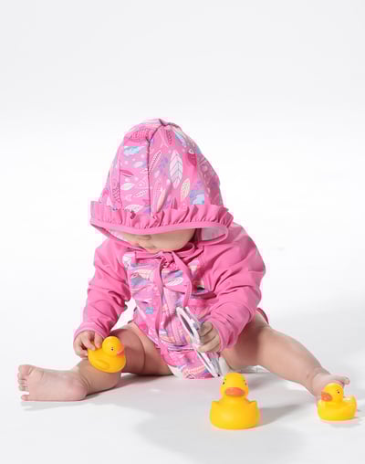 Haolang 粉紅海洋寶寶長袖泳衣