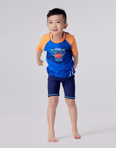 Haolang 籃球隊男童短袖泳衣557017