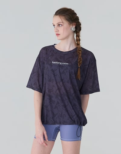 Haolang 水紋透氣抽繩短袖罩衫5