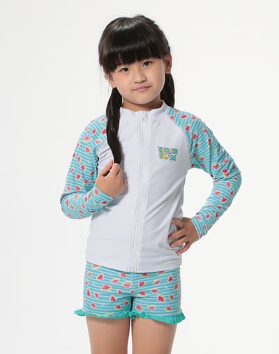 Haolang  可愛西瓜女童長袖泳衣1