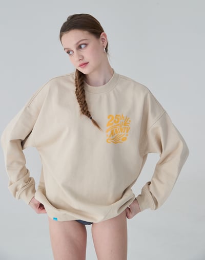 Haolang 中性厚磅落肩大學T米杏色6