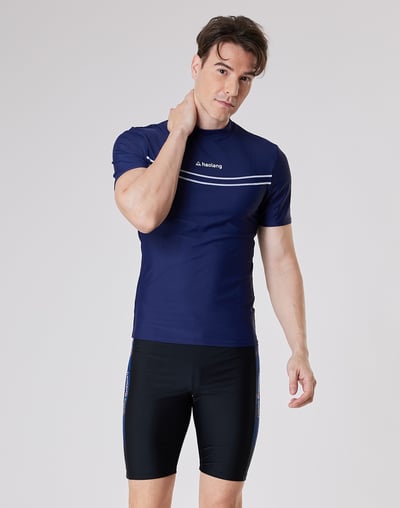 Haolang 深海藍男款短袖泳衣1