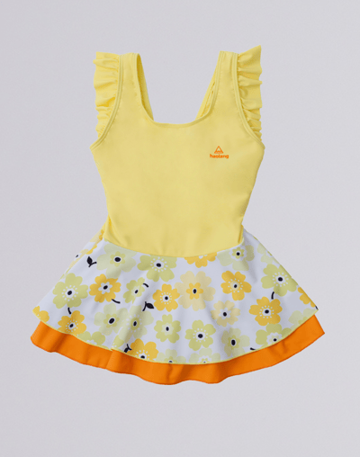 Haolang  蜜糖花朵女童連身泳衣6