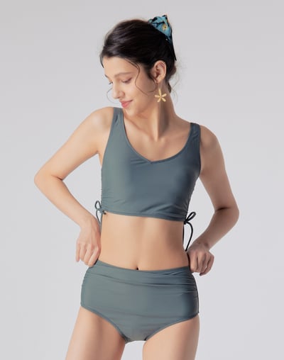 Haolang 炭灰綠高腰比基尼褲4