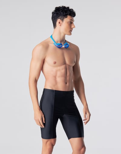 Haolang 素面黑七分泳褲3