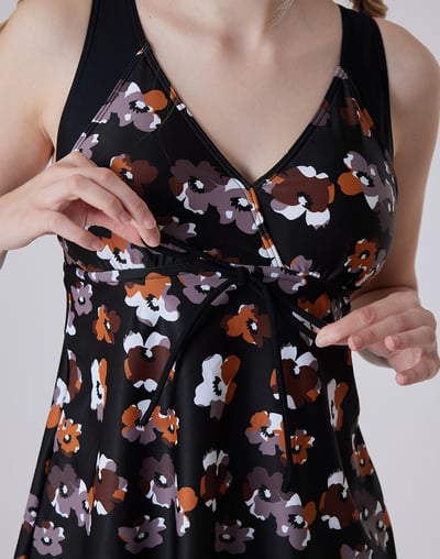 Haolang 摩卡花漾寬鬆型泳衣/大尺碼6