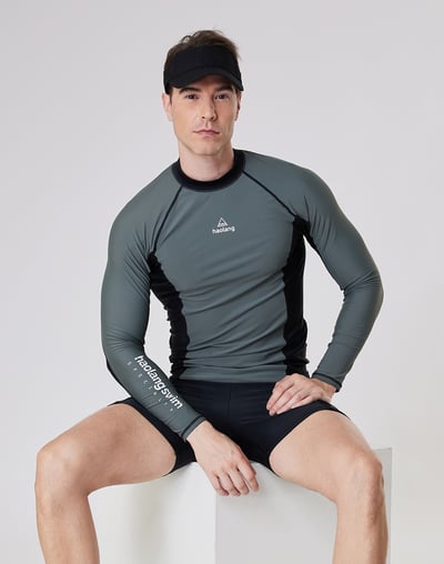 Haolang 炭灰綠男款長袖泳衣1