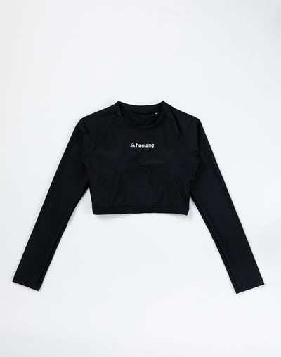 Haolang 經典黑短版長袖泳衣1