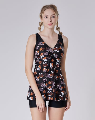 Haolang 摩卡花漾寬鬆型泳衣/大尺碼2