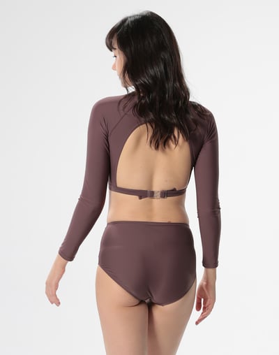 Haolang 可可棕短版長袖泳衣5