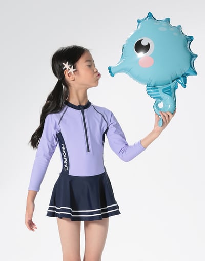 Haolang 香芋紫女童長袖泳衣4