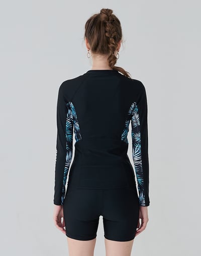 Haolang 夜浪葉影長袖拉鍊泳衣2