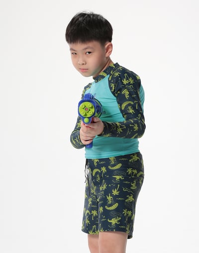 Haolang 衝浪恐龍男童長袖泳衣(上衣)4