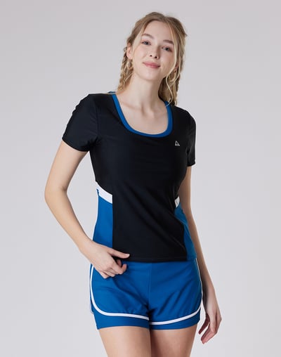 Haolang 運動藍方領短袖泳衣1