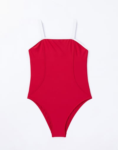 Haolang 紅寶石平口連身泳衣4