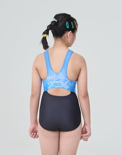 Haolang 拼色少女連身三角泳衣2