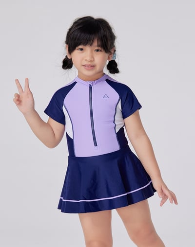 Haolang 香芋紫女童短袖泳衣1