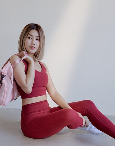 Haolang 酒紅運動緊身長褲/Leggings3