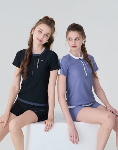 Haolang 霧灰紫兩件式短袖泳衣7