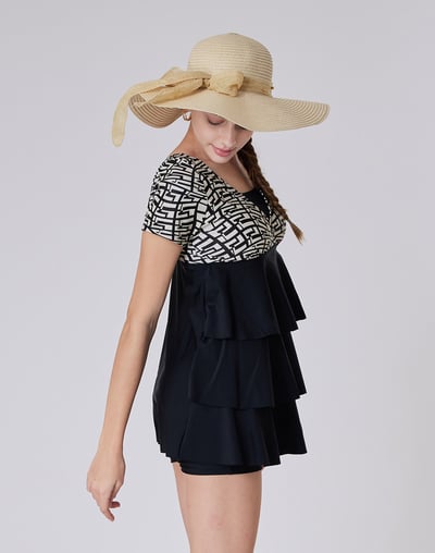 Haolang 抽象璀璨蛋糕裙兩件式泳衣/大尺碼4