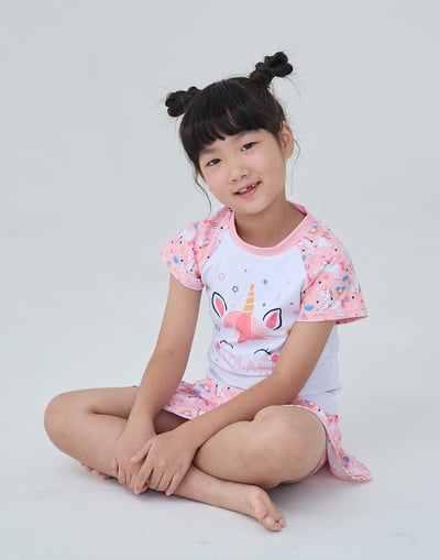 Haolang  粉紅小馬女童兩件式泳衣3