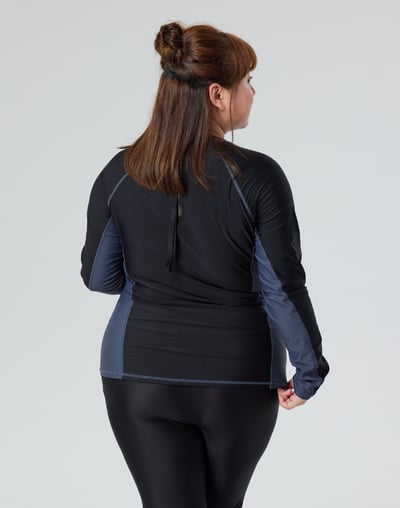 Haolang 經典黑女款長袖泳衣/抗UV/加大尺碼2