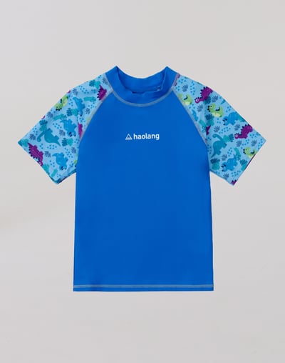 Haolang 可愛恐龍男童短袖泳衣(上衣)1