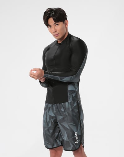 Haolang 黑玻璃男款長袖泳衣1