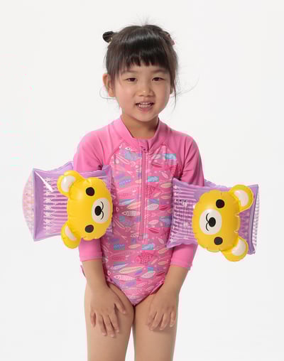 Haolang 粉紅海洋寶寶長袖泳衣