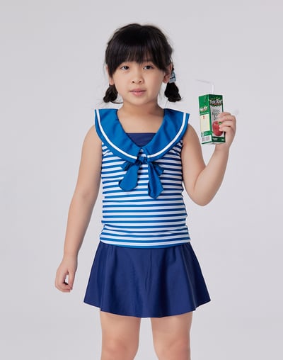 Haolang 海軍女童兩件式裙泳衣1