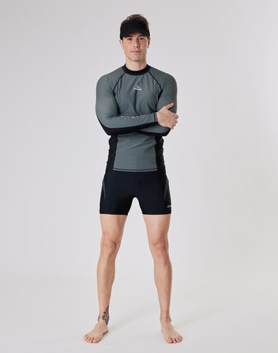 Haolang 炭灰綠男款長袖泳衣6