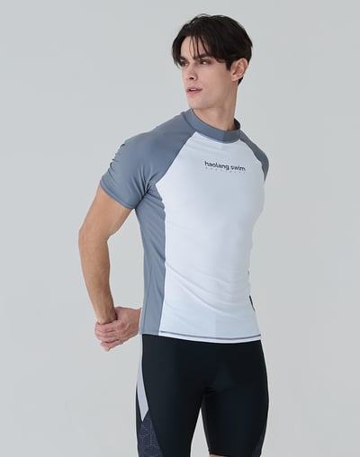 Haolang 灰白拼接男款短袖泳衣4