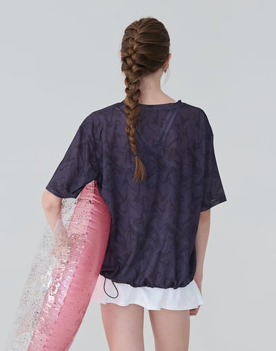 Haolang 水紋透氣抽繩短袖罩衫4