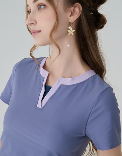 Haolang 霧灰紫兩件式裙裝泳衣3